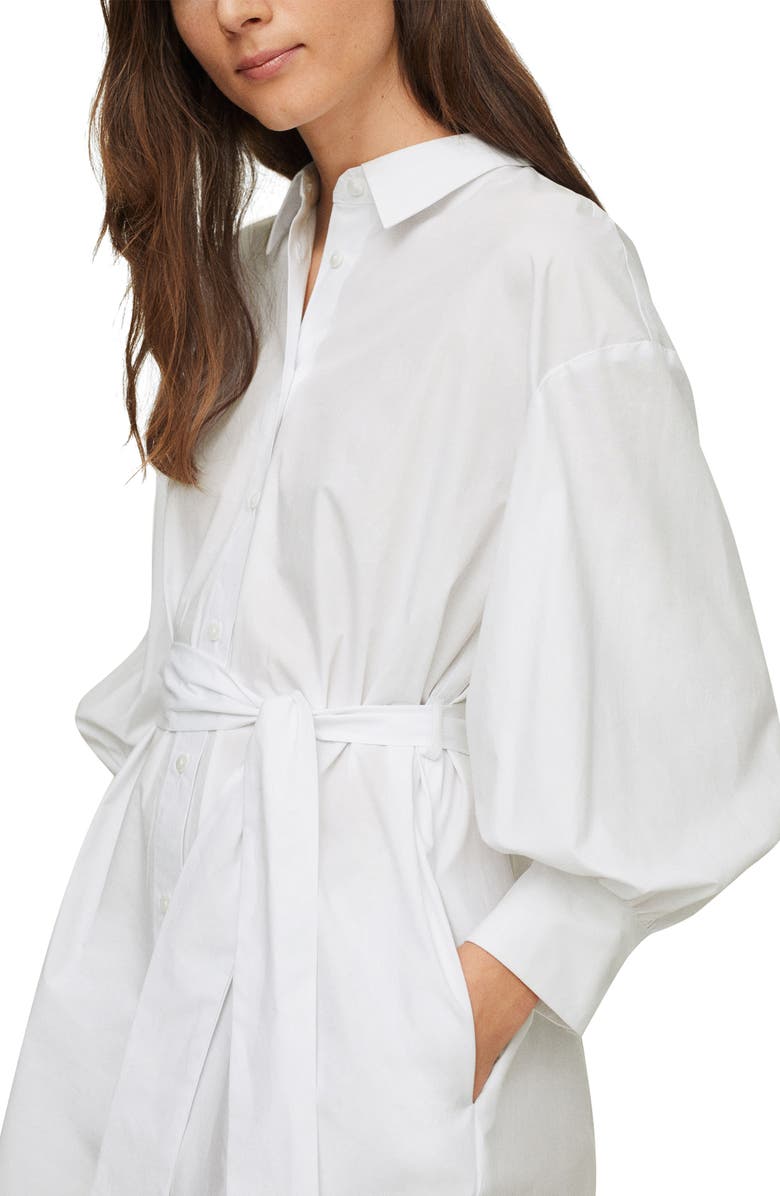 MANGO Long Sleeve Belted Cotton Shirtdress, Alternate, color,