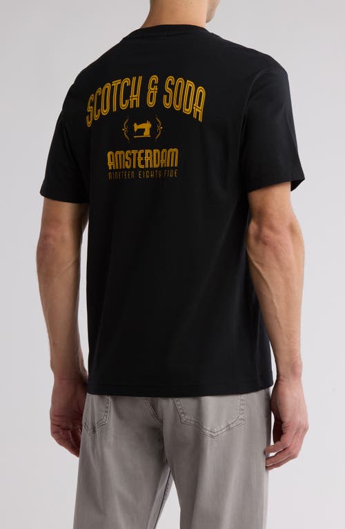 Scotch & Soda Embroidered Logo Short Sleeve T-shirt In Black