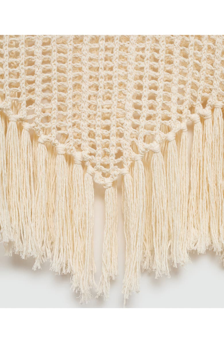 MANGO Openwork Crop Fringe Sweater, Alternate, color,