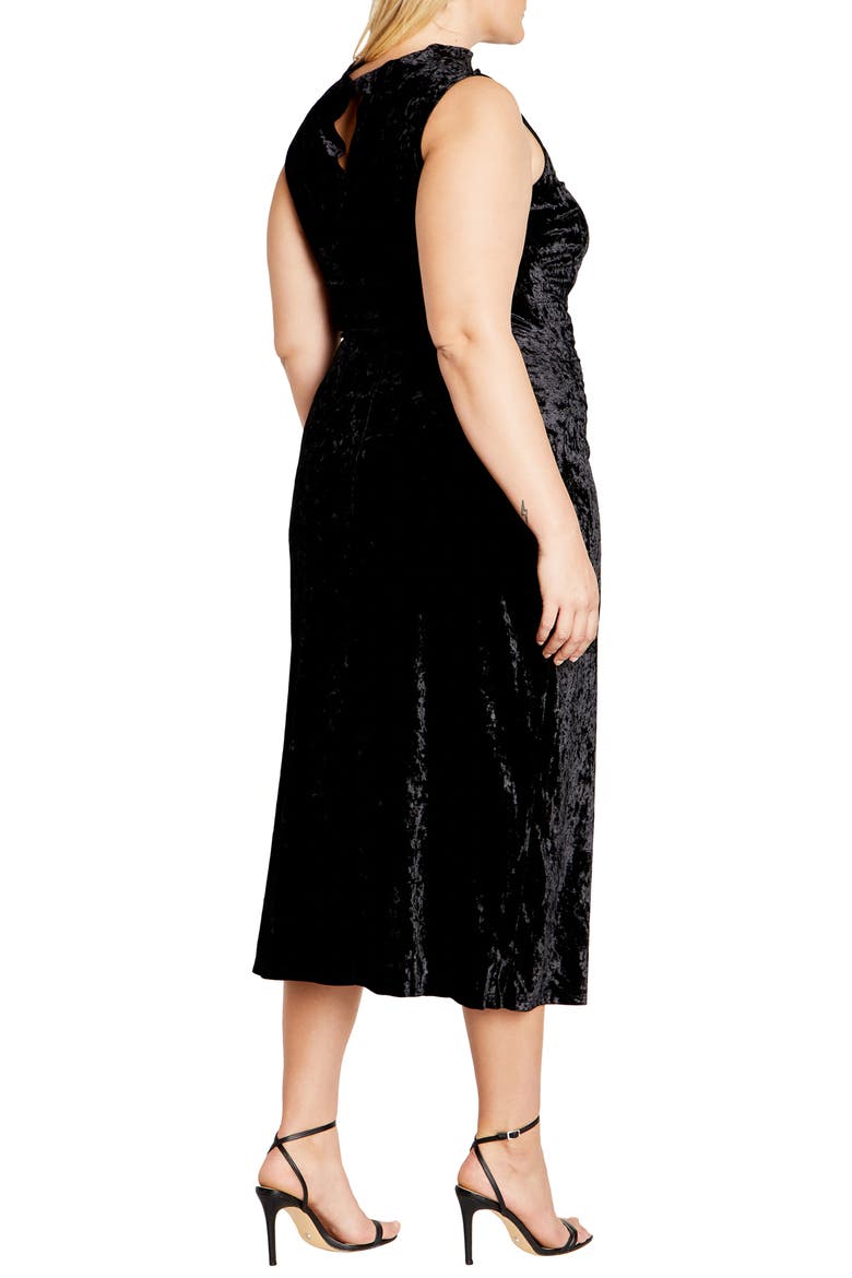 Aviana Velvet Mock Neck Midi Dress, Alternate, color, BLACK