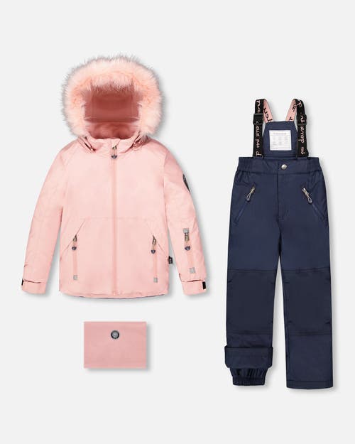 Deux Par Deux Girl Two-piece Play Snowsuit In Pink