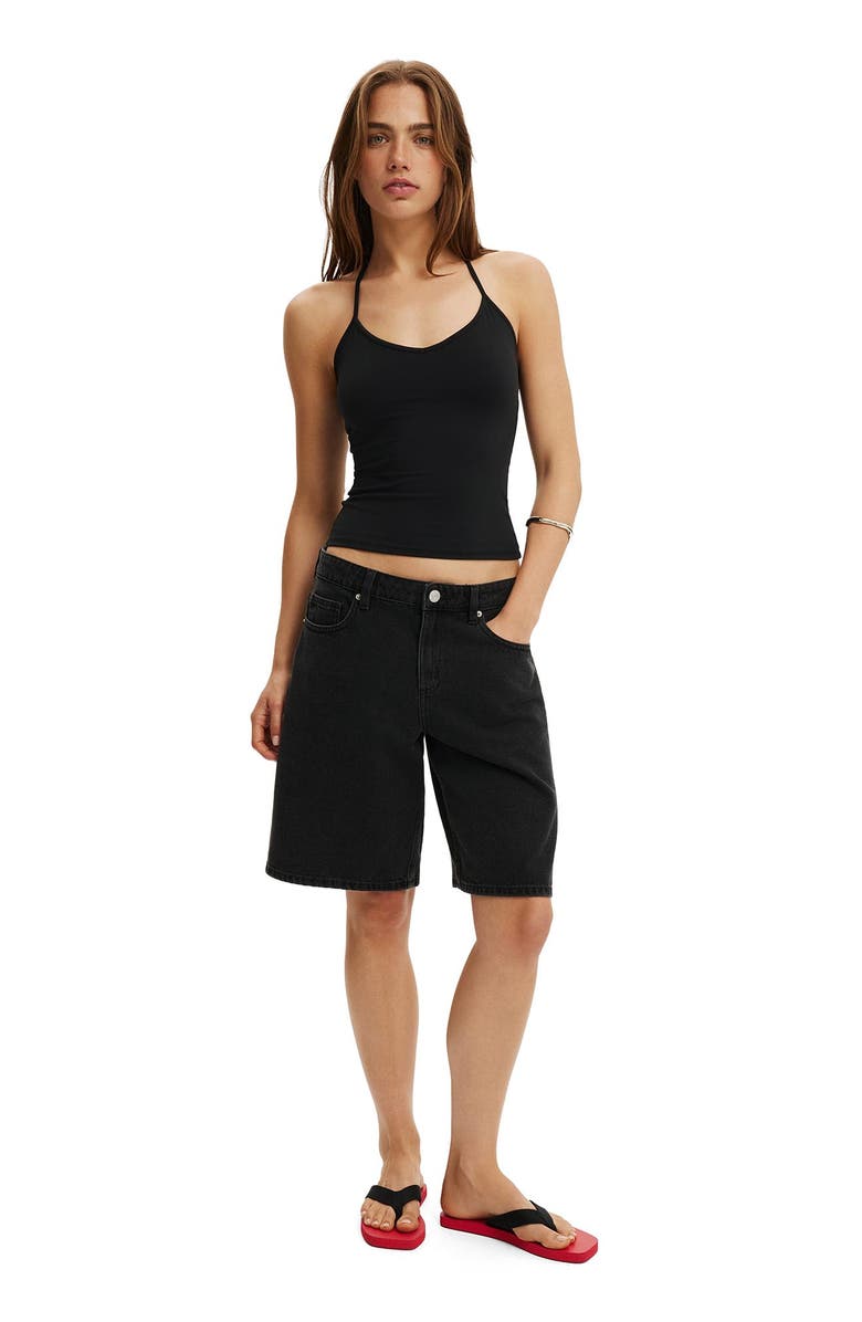Cotton On Women's Baggy Denim Short, Alternate, color, Leo Black