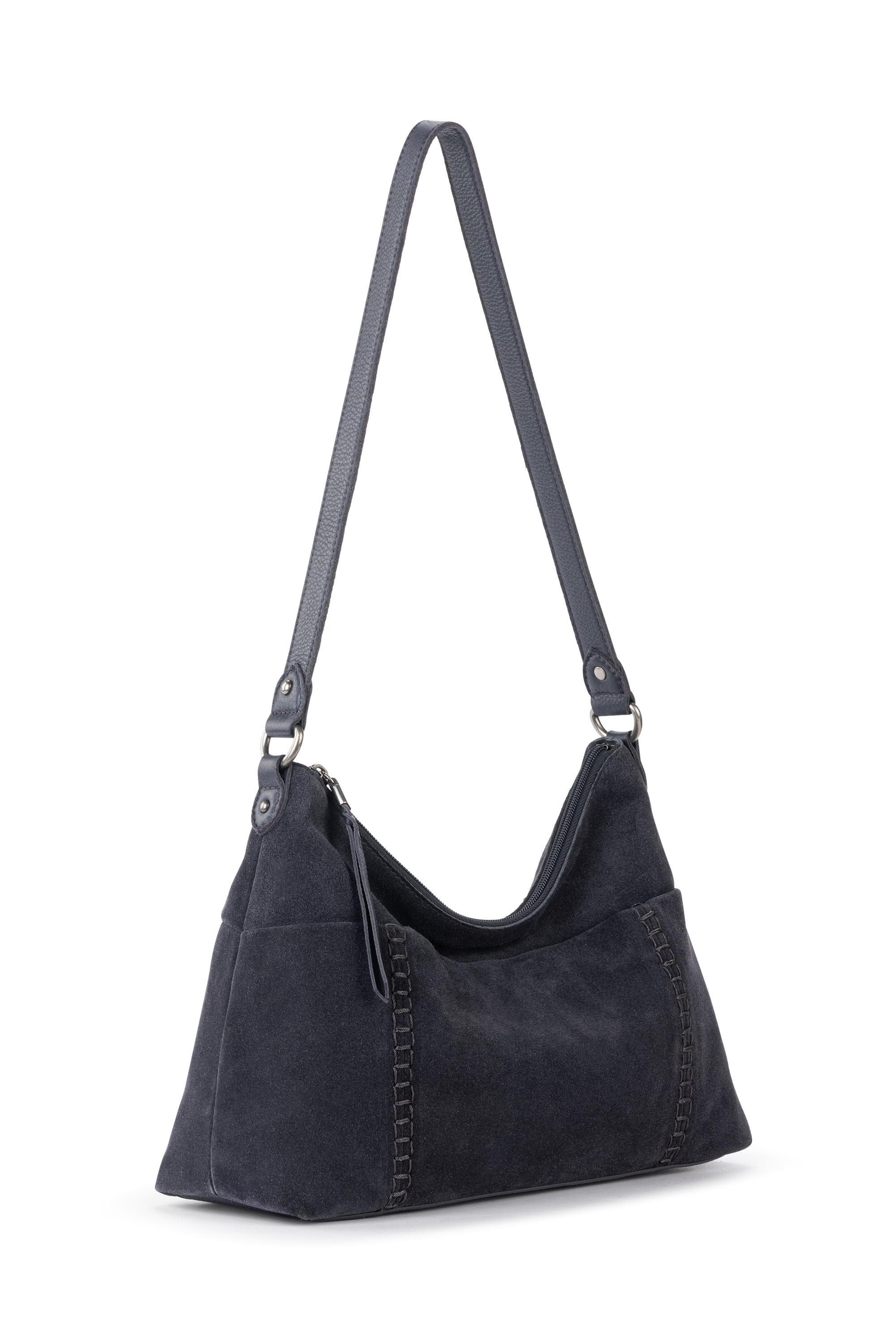 Melrose Leather Shoulder Bag, Alternate, color, Storm Grey Suede