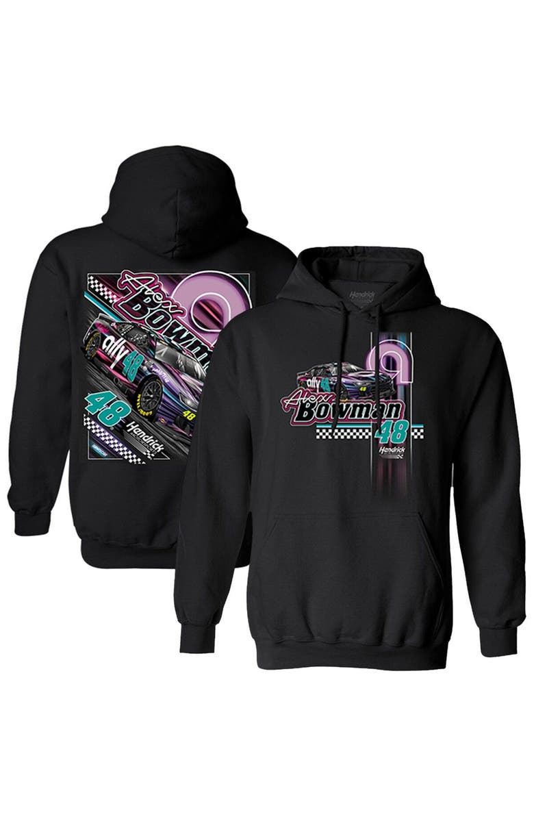 HENDRICK MOTORSPORTS TEAM COLLECTION Men's Hendrick Motorsports Team Collection Black Alex Bowman ally Night Car Pullover Hoodie, Main, color, 
