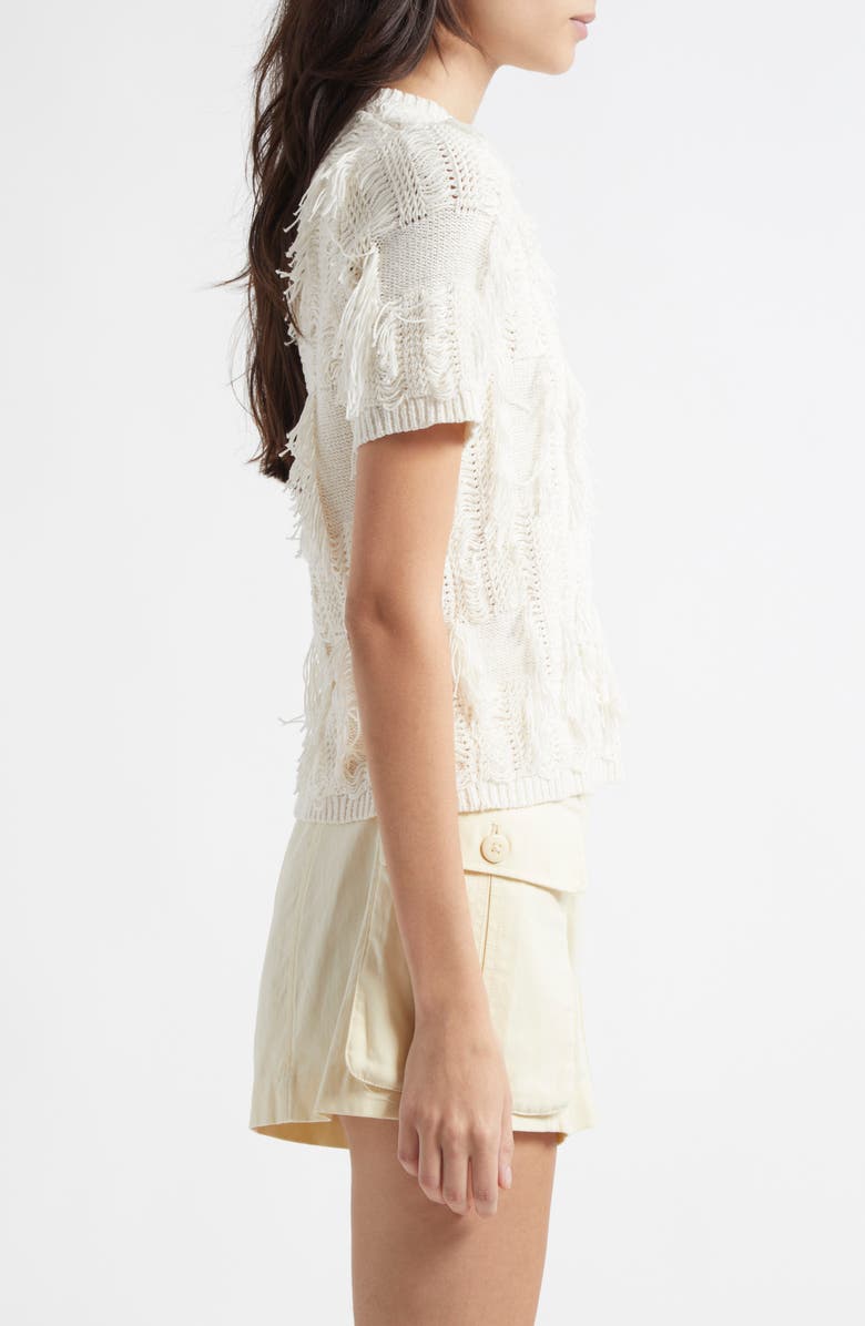 Ulla Johnson Rumi Fringe Cotton Blend Sweater, Alternate, color, Pristine