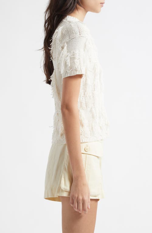 Ulla Johnson Rumi Fringe Cotton Blend Sweater In Pristine