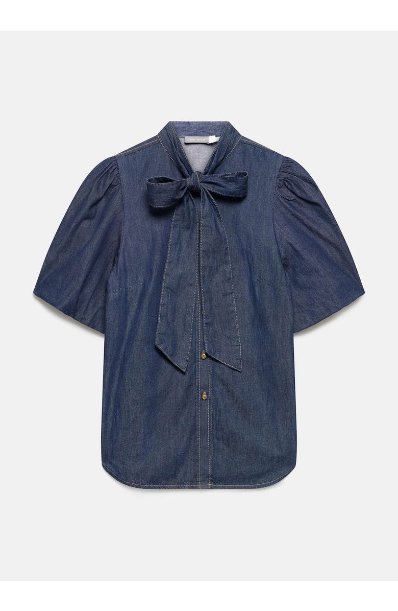 MINT VELVET Puff Sleeve Denim Shirt, Alternate, color, Navy