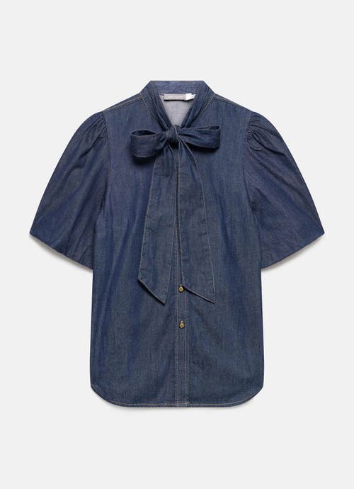 Mint Velvet Puff Sleeve Denim Shirt In Blue