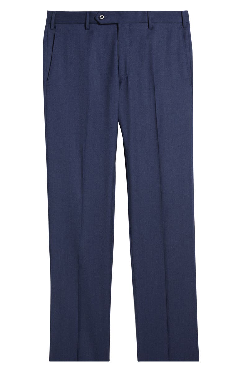 Zanella Parker Flat Front Stretch Wool Flannel Trousers, Alternate, color, Atlantic Blue