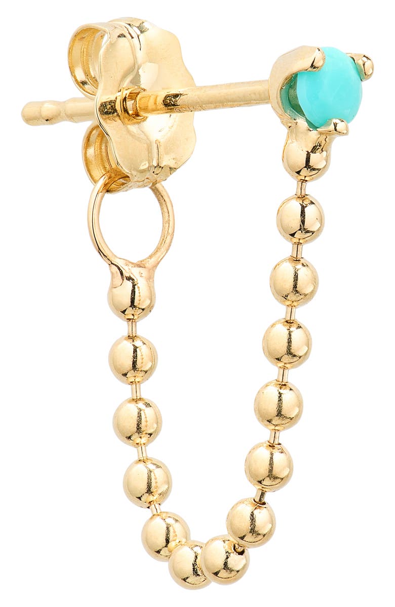 Zoë Chicco 14K Gold Turquoise Bead Front/Back Earrings, Alternate, color, 14K Yellow Gold / Turquoise
