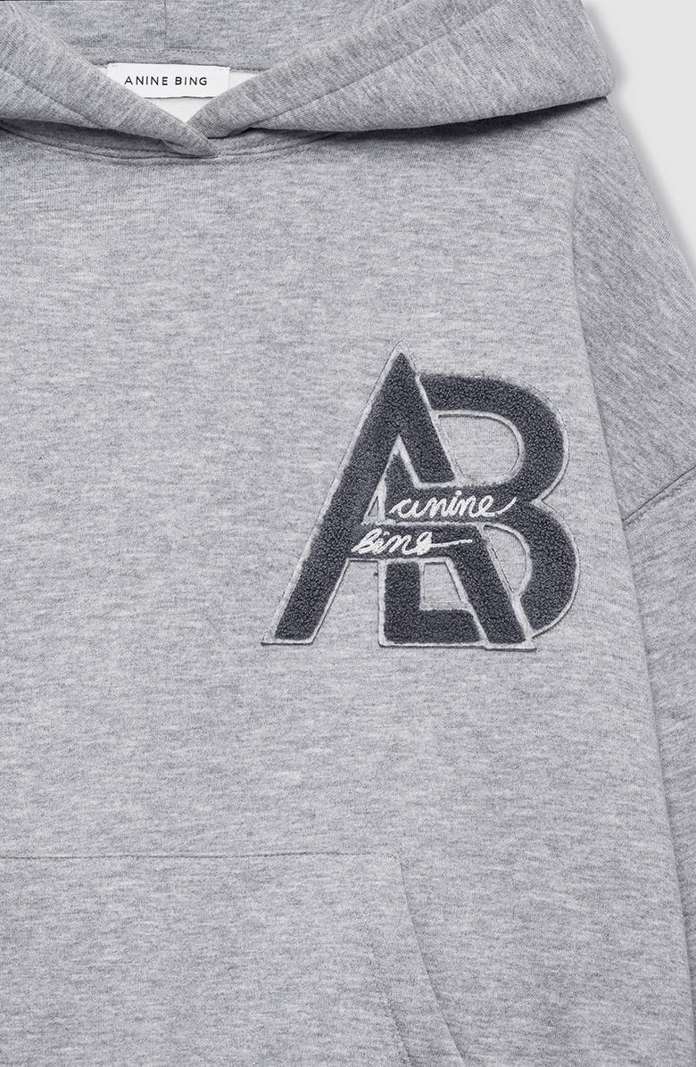 ANINE BING Letterman Jaci Hoodie, Alternate, color, Medium Heather Grey