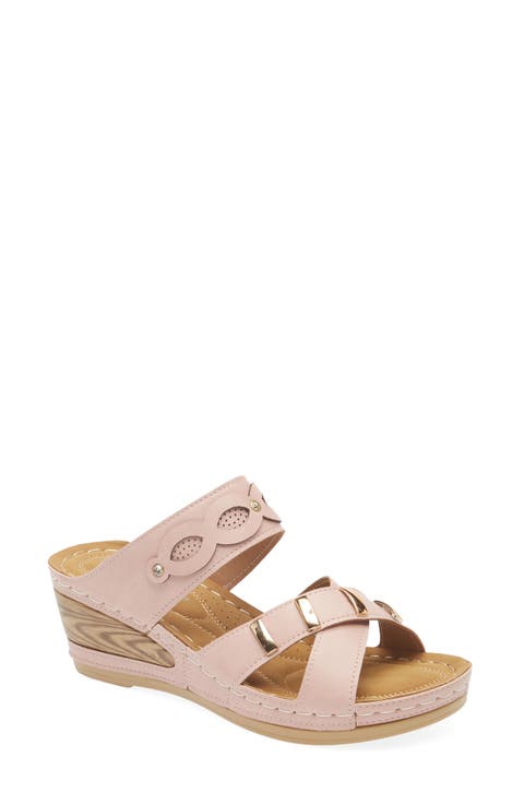 Buckle Wedge Slide Sandal (Women)