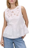 Nobody's Child Vera Floral Eyelet Cotton Peplum Top