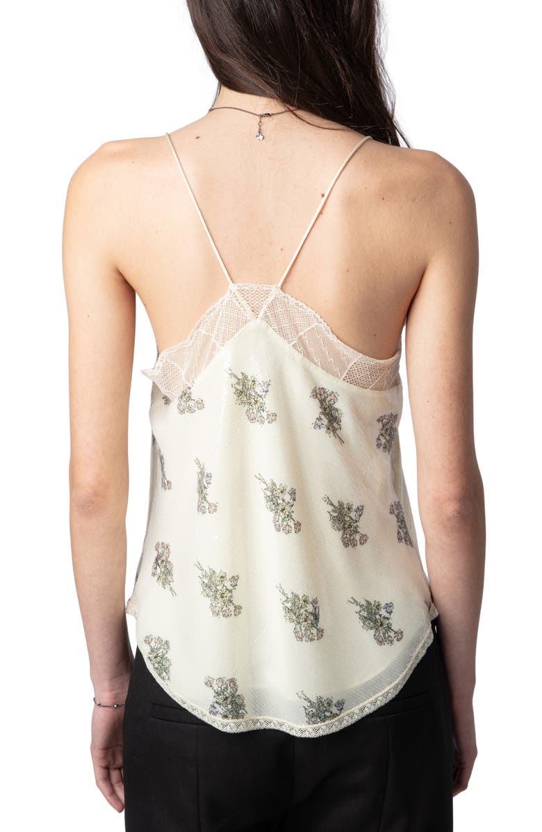 Zadig & Voltaire Christy Floral Sequin Camisole, Alternate, color, Mastic