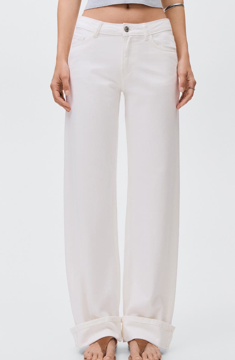 MANGO TEEN Cuff Hem Wide Leg Jeans, Main, color, Off White