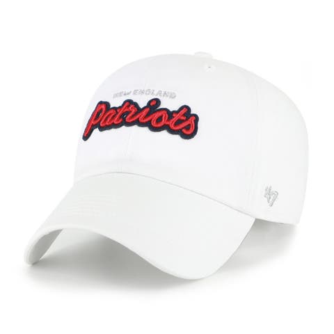 Women's '47  White New England Patriots Trendy Script Clean Up Adjustable Hat