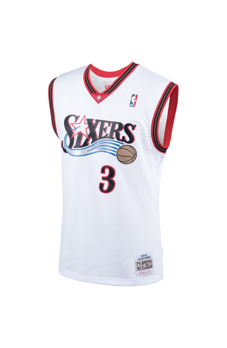 Mitchell & Ness Men's Mitchell & Ness Allen Iverson White Philadelphia 76ers Hardwood Classics Swingman Jersey, Alternate, color, 