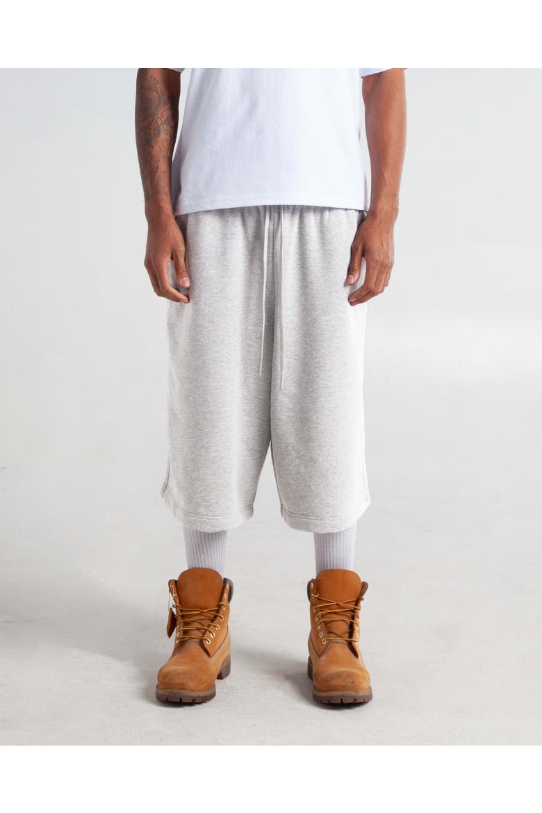 Baggy Fleece Shorts, Alternate, color, Heather White