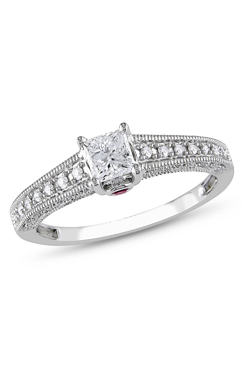 Julianna B. Diamond & Pink Sapphire Accent Engagement 14k, Main, color, 14K White Gold