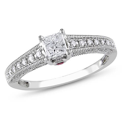 Diamond & Pink Sapphire Accent Engagement 14k