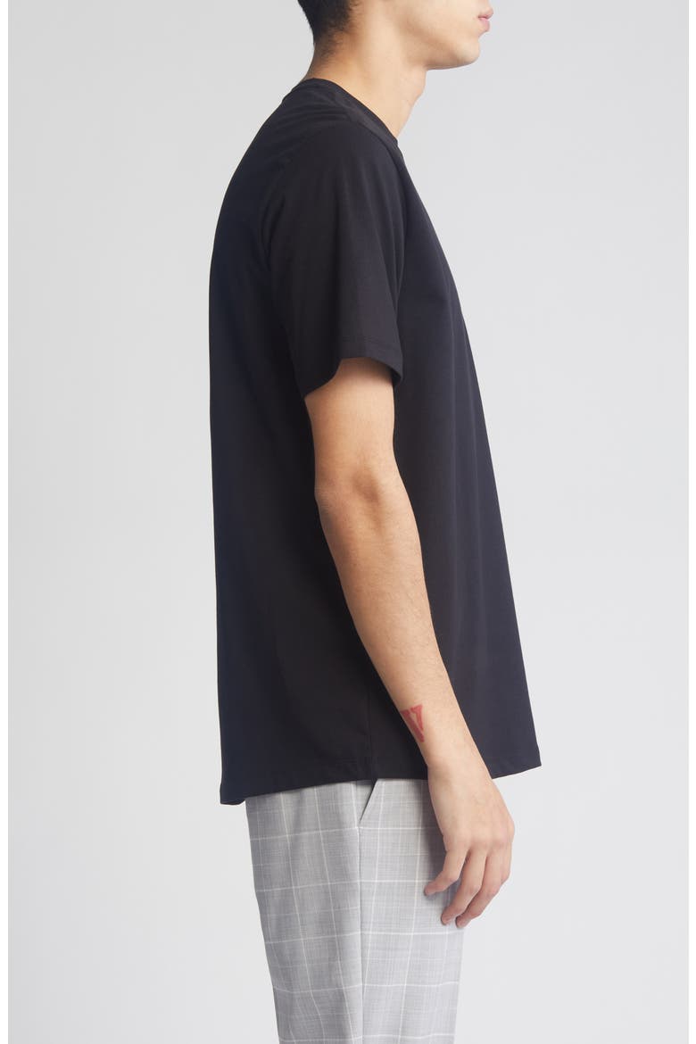 Crewneck Stretch Cotton T-Shirt, Alternate, color, BLACK