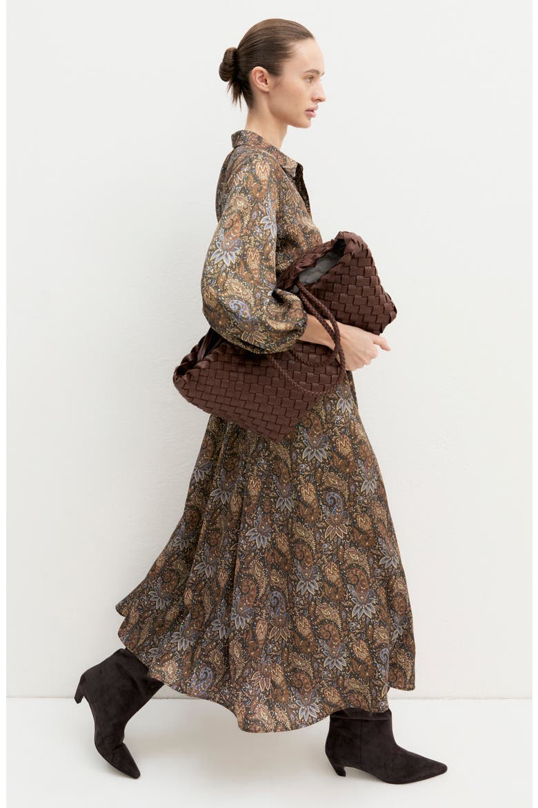 Paisley Long Sleeve Shirtdress, Alternate, color, UNDERWOOD