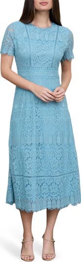 AUGUST SKY Women's Lace Midi Drss - Black - Casual dresses
