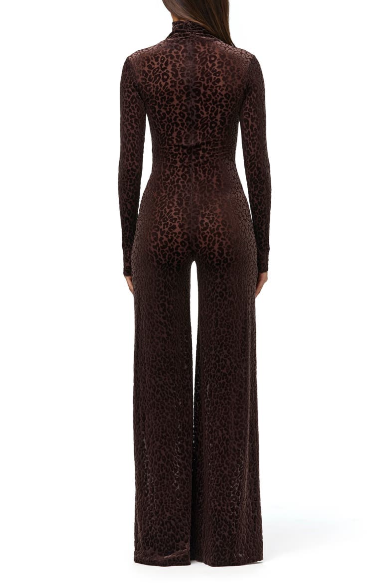 Burnout Wide Leg Jumpsuit, Alternate, color, LEOPARD DARK CHOCOLATE
