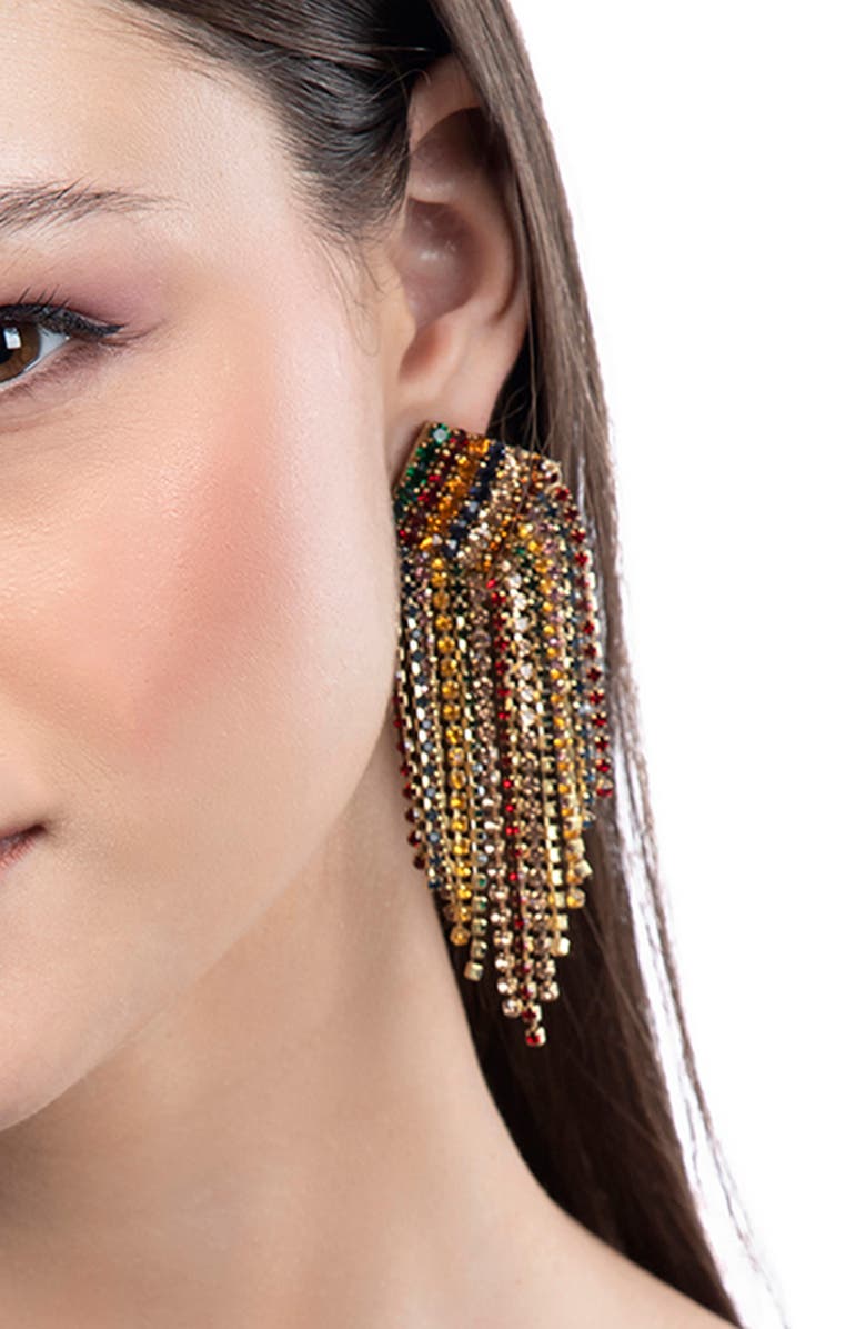 Deepa Gurnani Niomi Crystal Fringe Drop Earrings, Alternate, color,