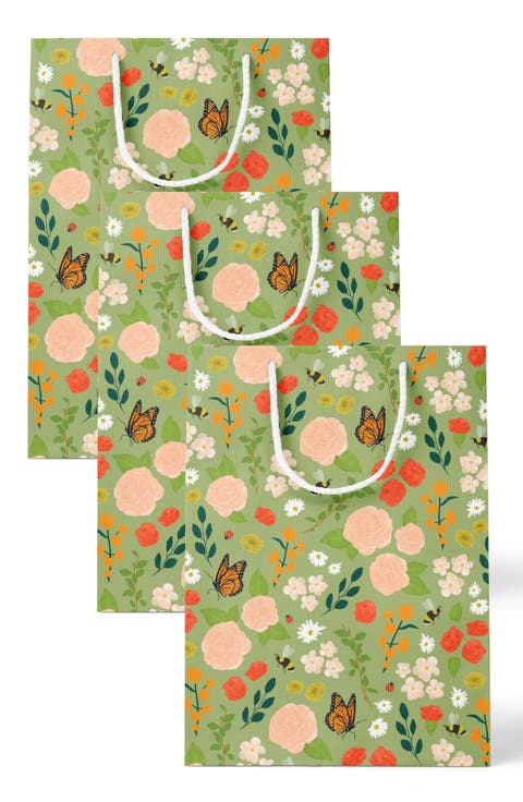 Garden Floral Gift Bag Set of 3