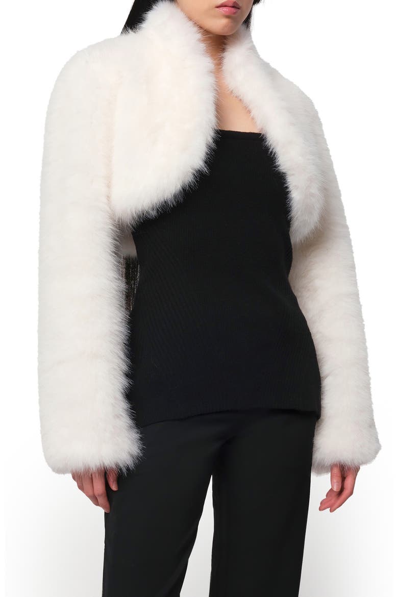 Odette Pluche™ Faux Fur Bolero, Alternate, color, BLANC