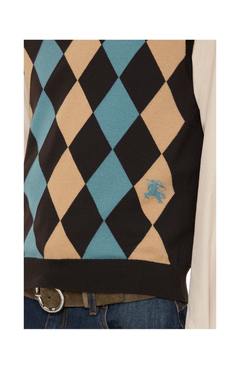 Burberry Argyle Wool Sweater Vest, Alternate, color, Charred Brown