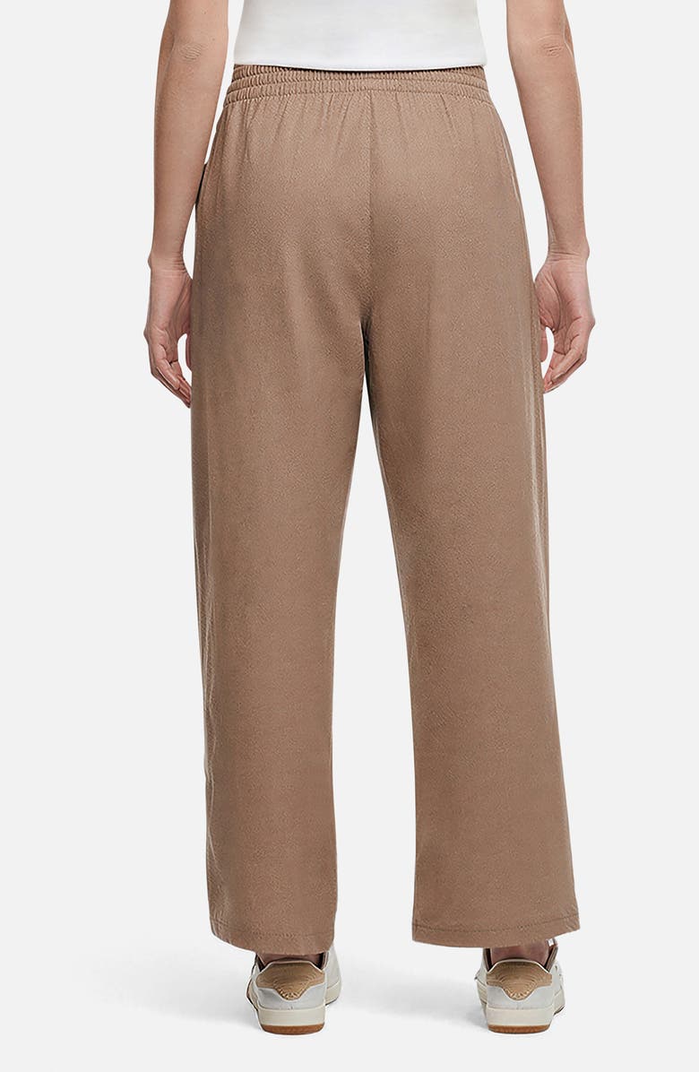 Three Dots Drawstring Linen Blend Ankle Wide Leg Pants, Alternate, color, Portabella