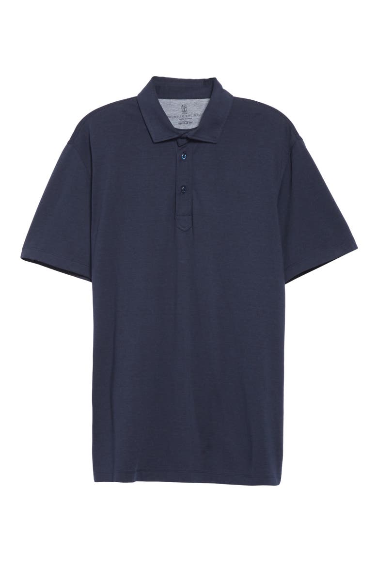 Silk & Cotton Polo Shirt, Alternate, color, OCEAN BLUE