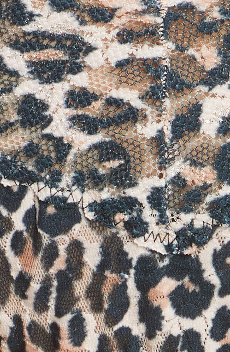 Hanky Panky Classic Leopard Original Rise Lace Thong, Alternate, color, Brown/ Black