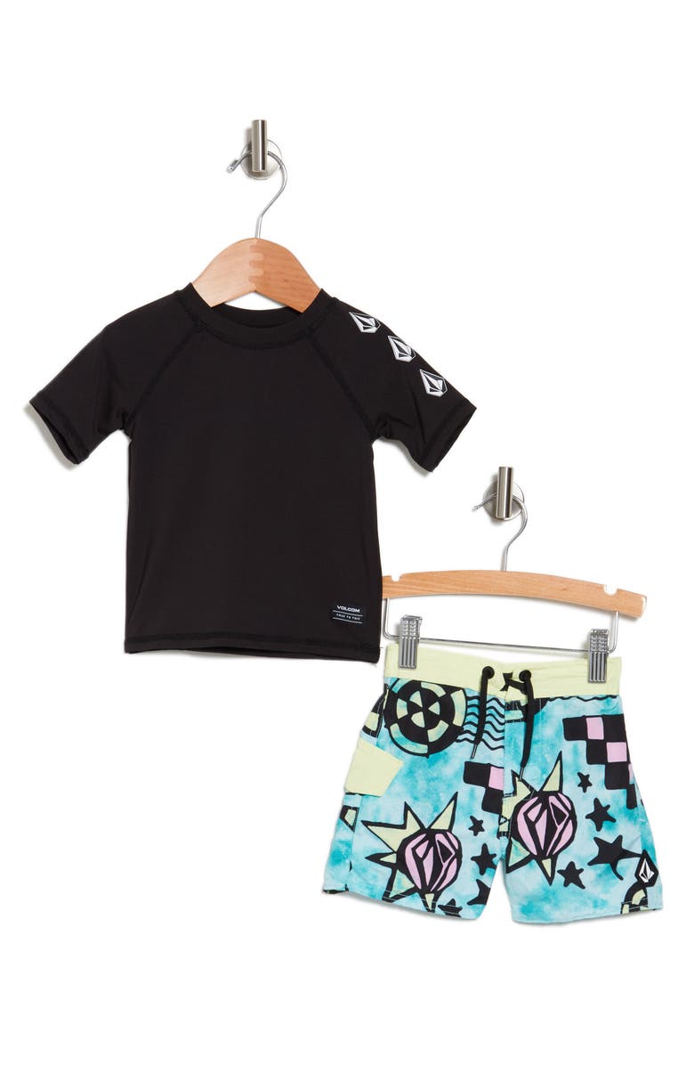 Volcom Rashguard T-Shirt & Swim Shorts Set, Main, color, 