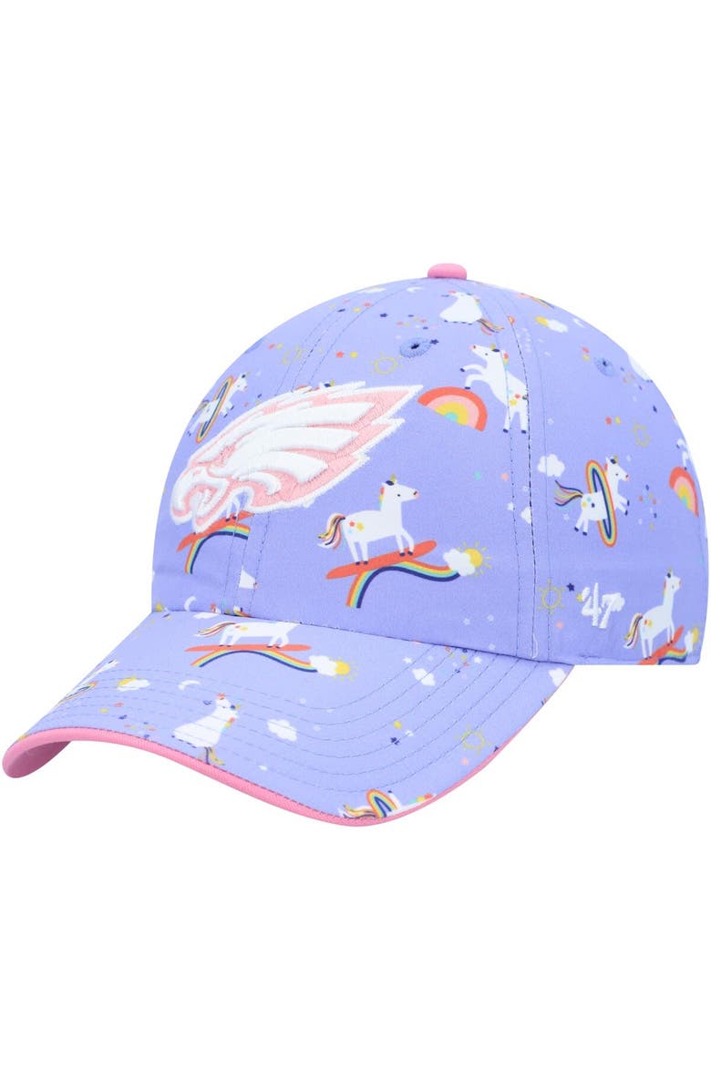 '47 Girls Preschool '47 Purple Philadelphia Eagles Unicorn Clean Up Adjustable Hat, Main, color, Purple