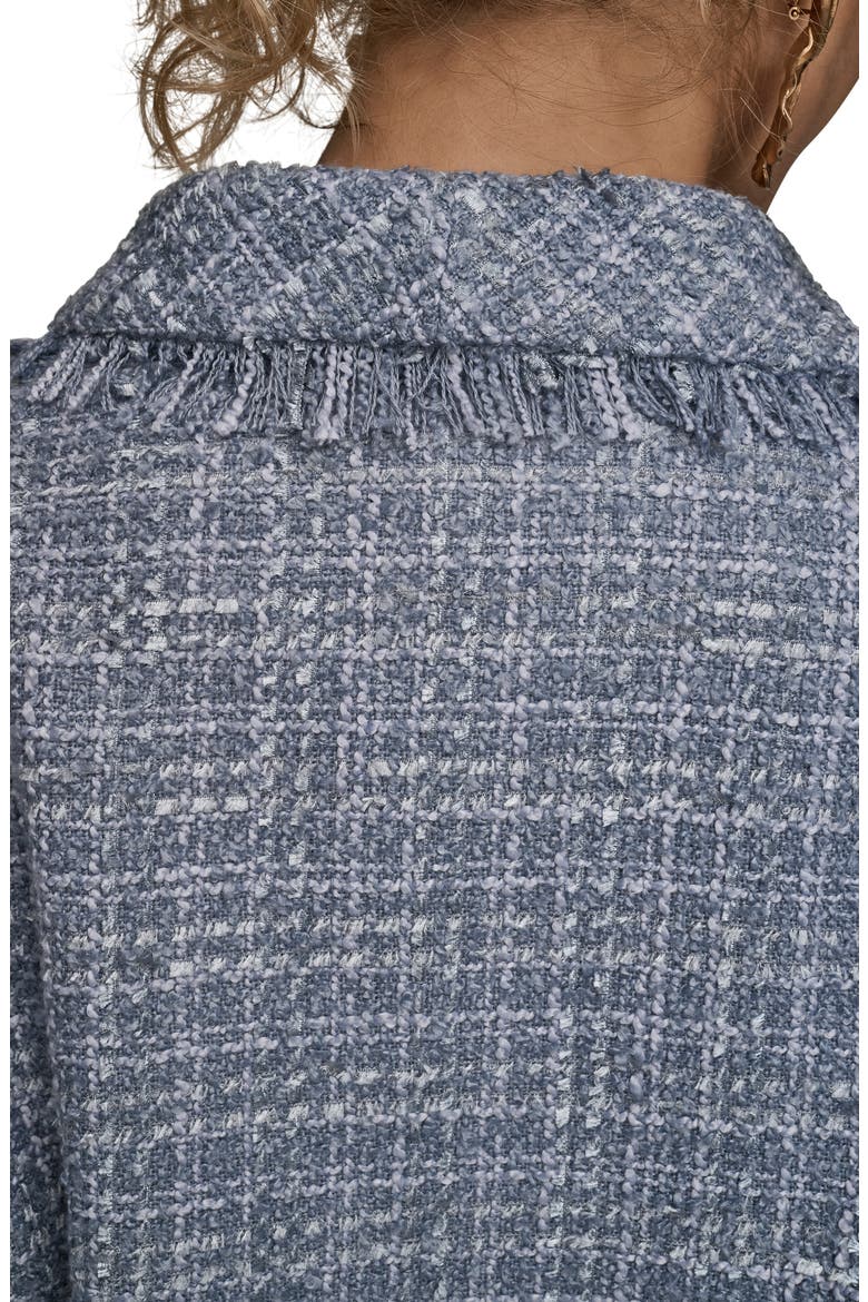 Fringed Double Breasted Crop Bouclé Jacket, Alternate, color, TEMPEST