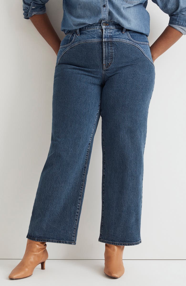 Madewell Two Tone Wide Leg Crop Jeans, Alternate, color,