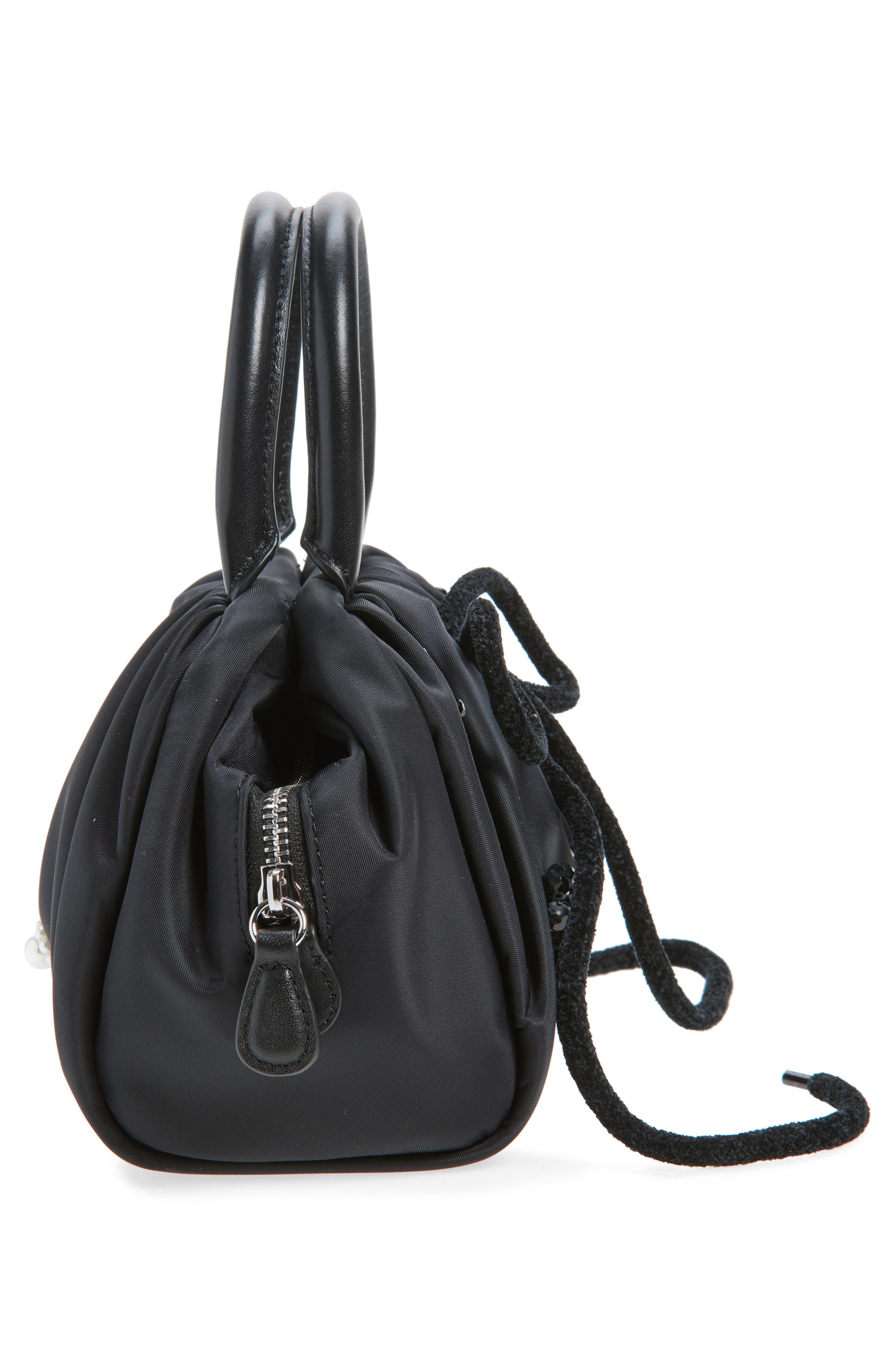 Simone Rocha Mini Embellished Pleated Top Handle Bag, Alternate, color, Black/ Black/ Jet