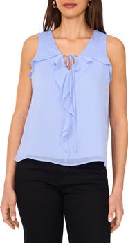 Vince Camuto Ruffle Neck Sleeveless Top