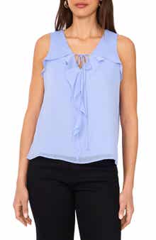Vince Camuto Ruffle Neck Sleeveless Top