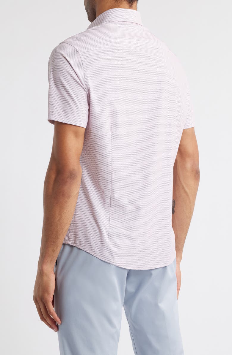 Mizzen+Main Leeward Trim Fit Micropattern Short Sleeve Stretch Button-Up Shirt, Alternate, color, 