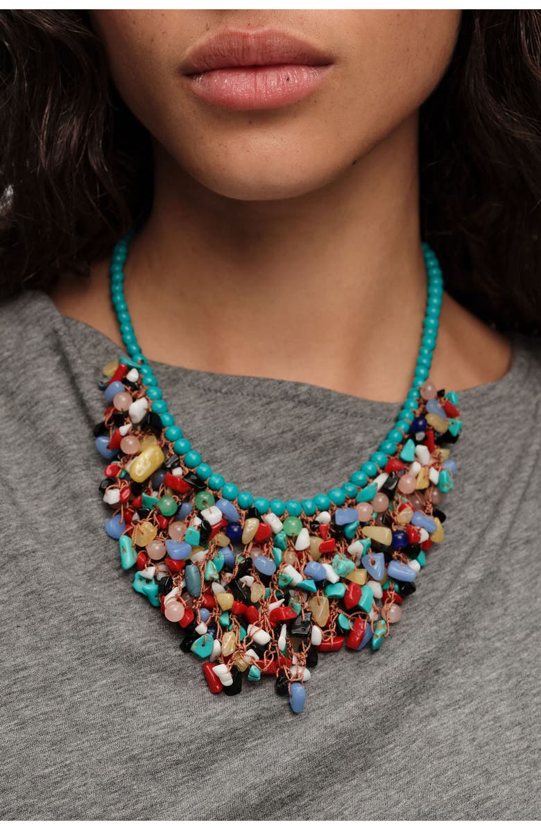 Bimba y Lola Stone And Pearl Necklace, Alternate, color,