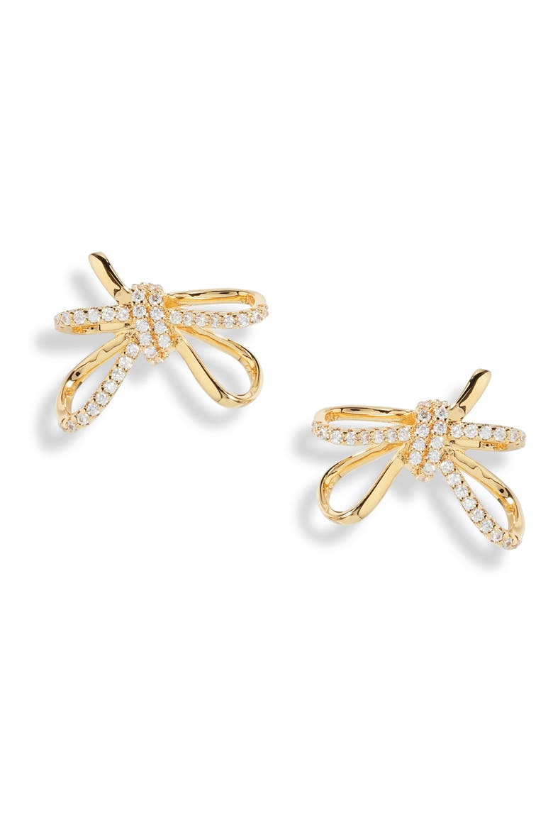 Demi Fine Delicate Bow Stud Earrings, Main, color, 14K GOLD PLATED