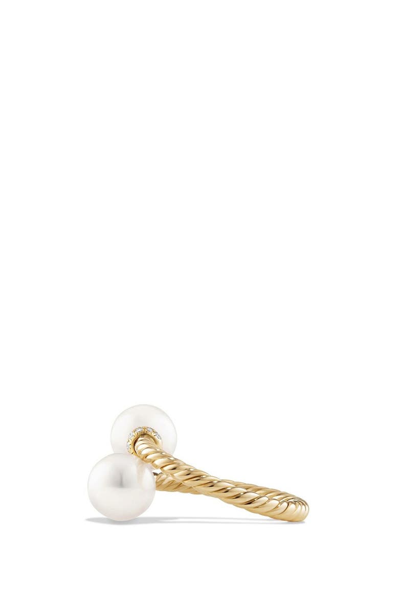 Solari Bypass Ring with Diamonds and Pearls in 18K Gold, Alternate, color, PEARL