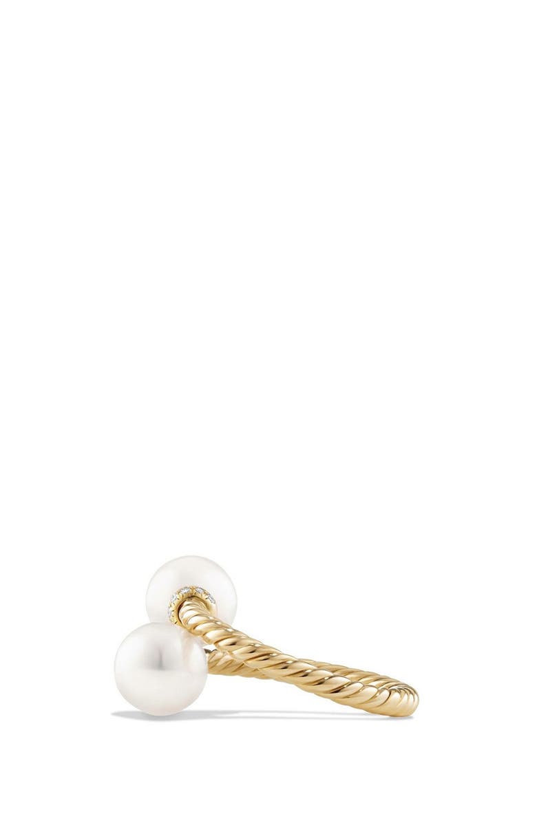 David Yurman Solari Bypass Ring with Diamonds and Pearls in 18K Gold, Alternate, color, 