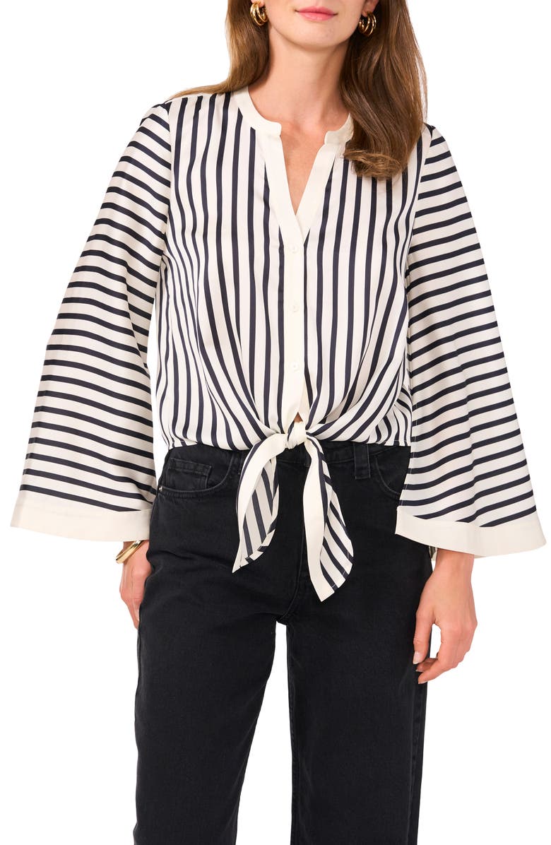 Vince Camuto Stripe Tie Hem Button-Up Top, Main, color,