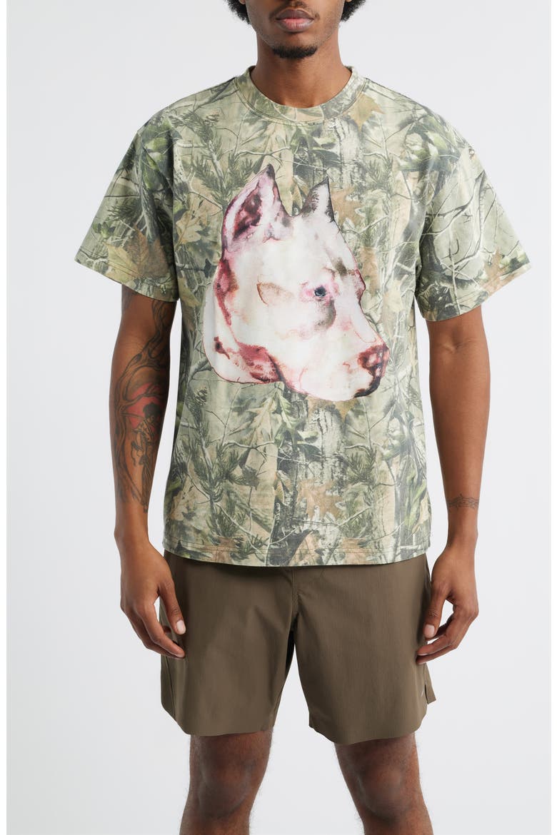 Pit Forest Camo Cotton T-Shirt, Main, color, LEAF CAMO