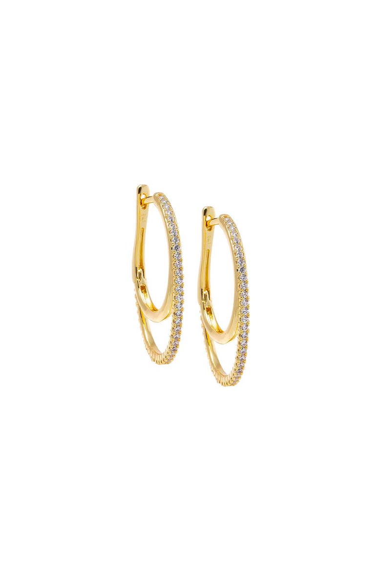 Layered Double Hoop CZ Earring, Main, color, Gold
